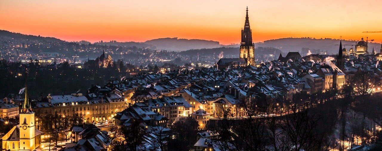 Moving to Switzerland Bern Night Time Panoramic