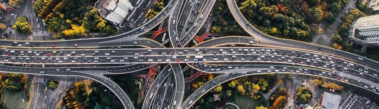 open car transport freeway top down on ramps