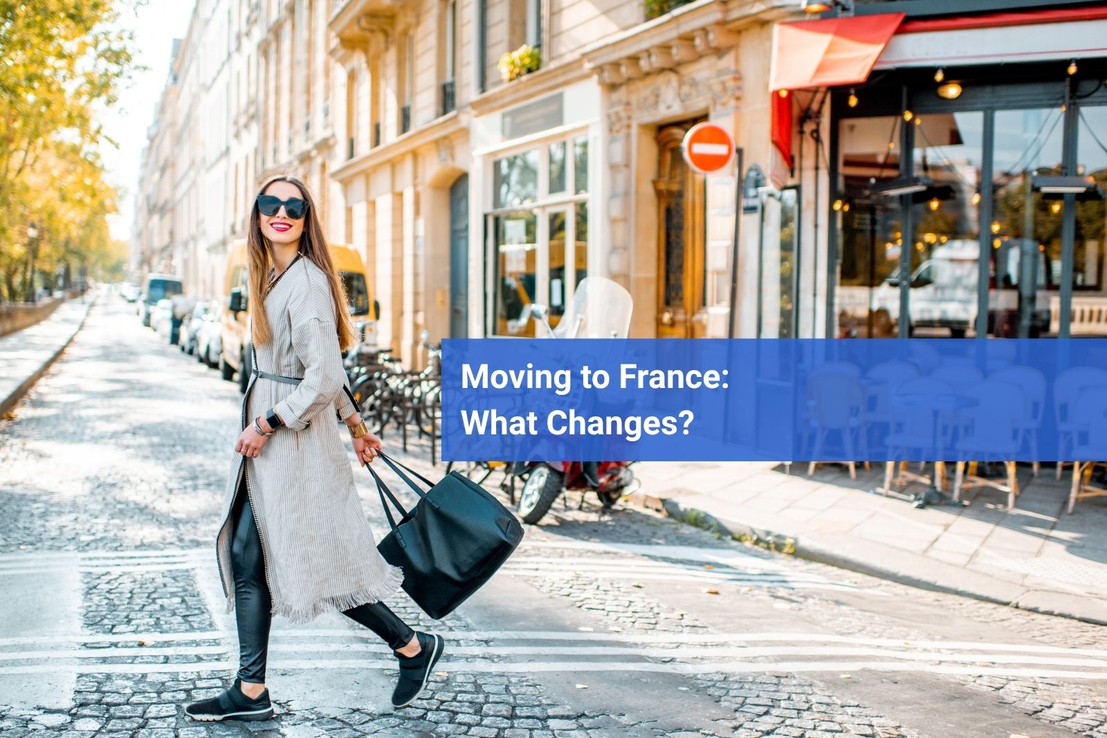 A woman walking, a street scene in France, representing daily life after moving to France from the US.
