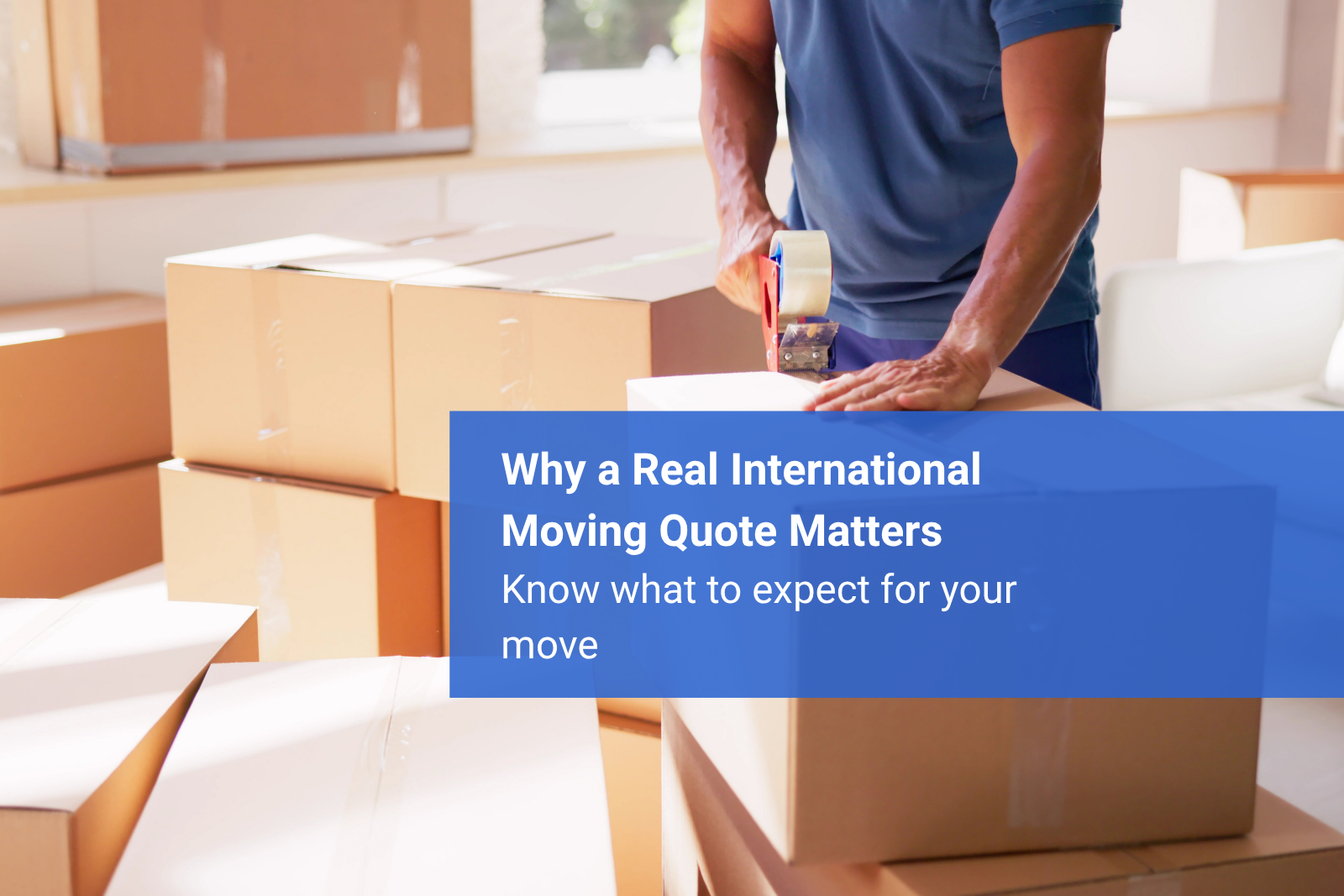 International moving specialist reviewing household goods to prepare a personalized overseas moving quote